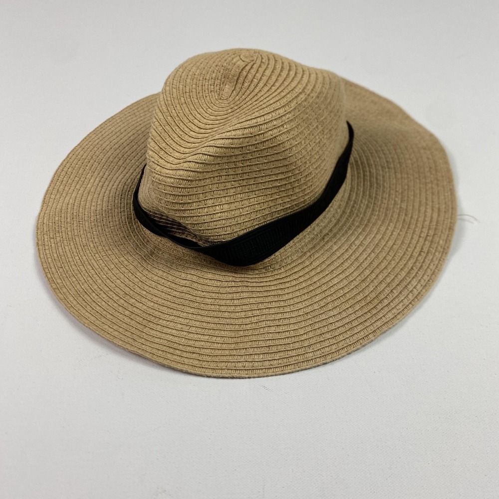 Madewell Tan Straw Wide-Brim Hat with Black Band